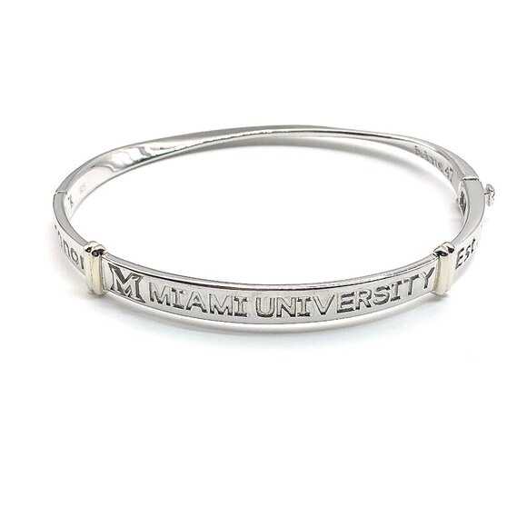 Ohio Miami University Oval Style Sterling Silver Hinged Bangle Bracelet - Picture 6 of 9